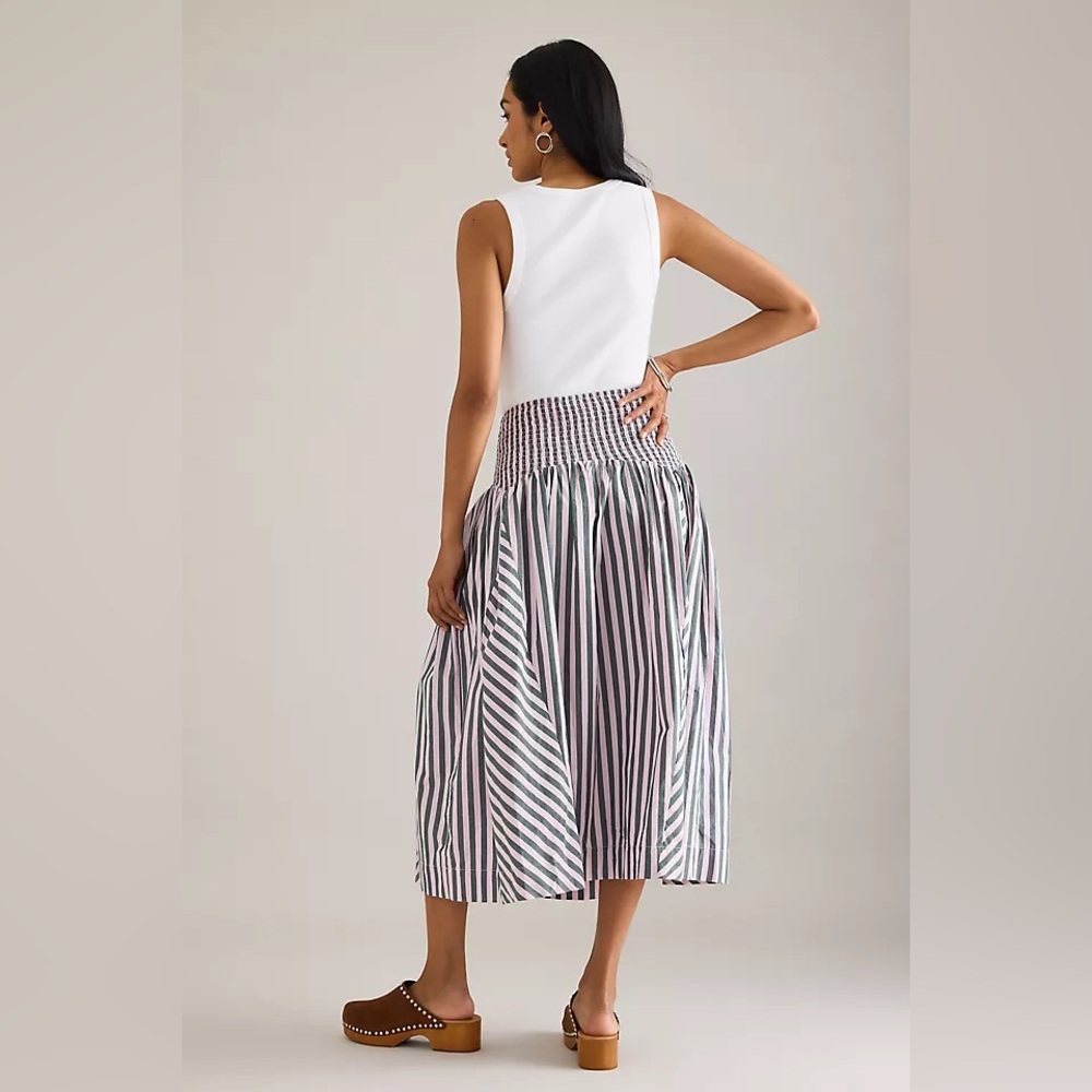 Damson Madder Layla Godet Organic Cotton Midi Skirt - Picture 5 of 9